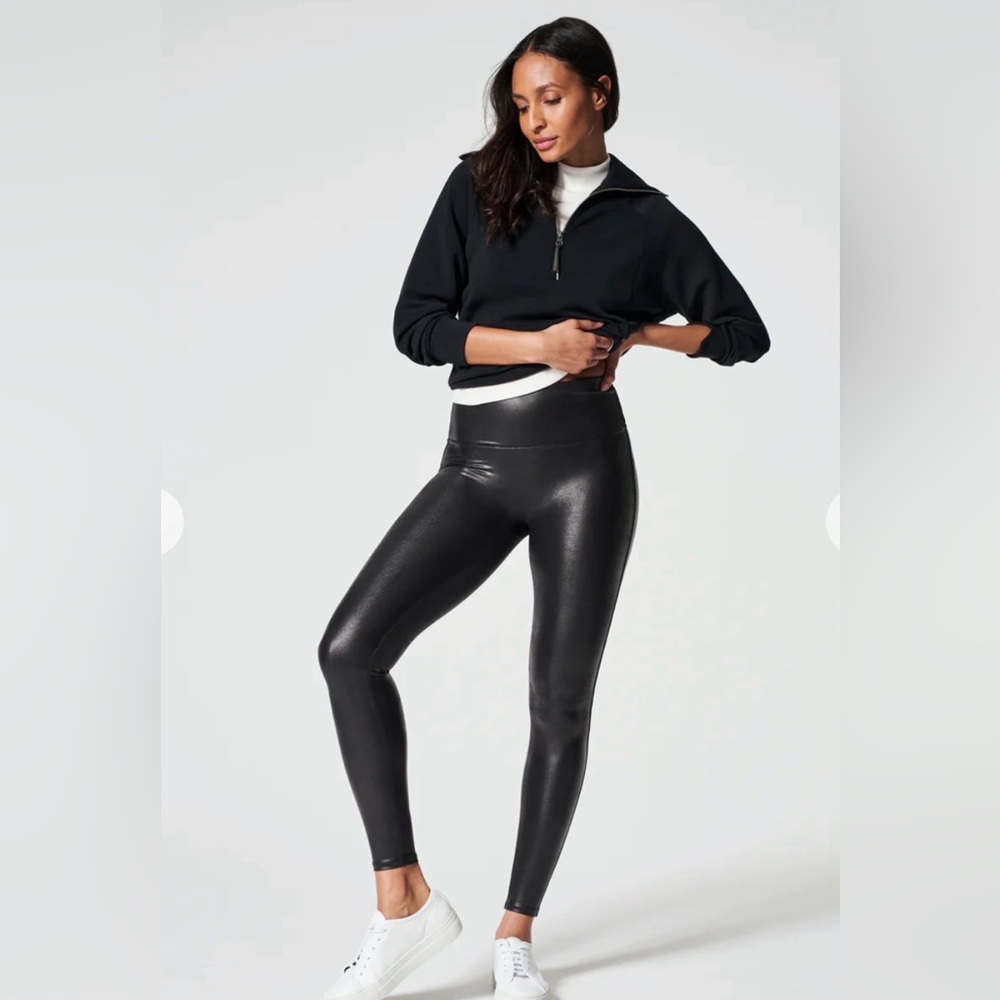 SpanxShape Faux Leather Black Leggings